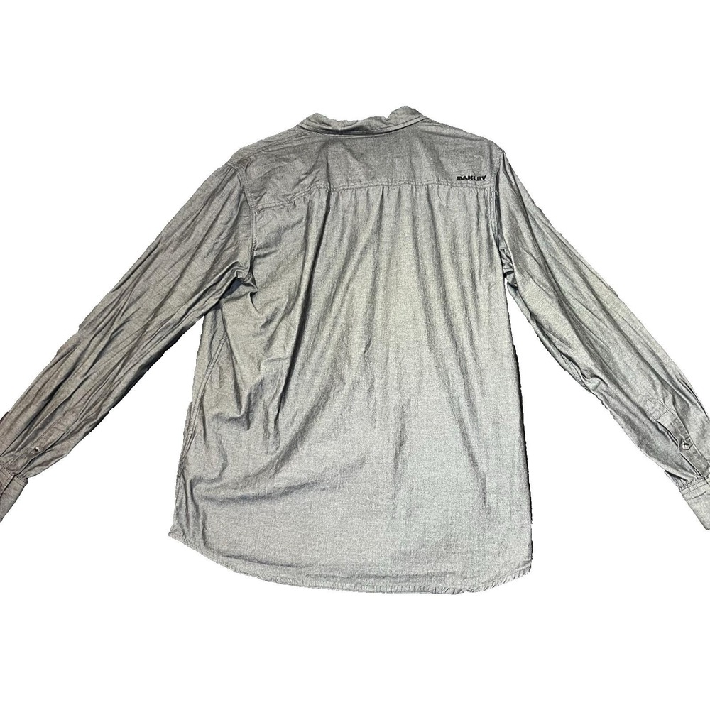 Oakley Mens Size Medium Grey Long Sleeve Button-Up Shirt Heathered Lifestyle - Picture 3 of 16